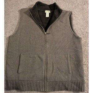 L.L. Bean Lambswool Blend Full Zip Brown Sweater Vest Men's Large